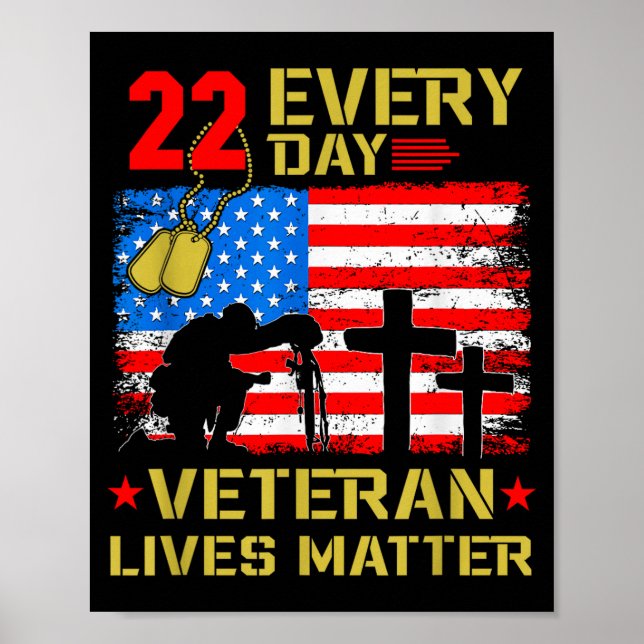 Póster 22 Veterans A Day Veteran Suicide Prevention Aware (Frente)