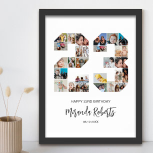 Póster 23.ª Collage de fotos número de cumpleaños 23 Pers