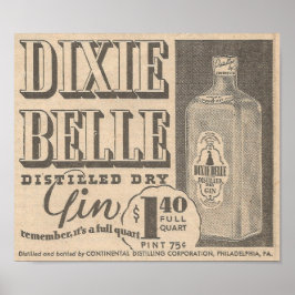 Póster 23 de marzo de 1935 Ad Dixie Belle Gin