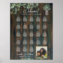 Póster 23 Mesa Madera Rústica Gypsophila Fotografía de la