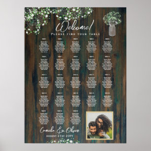 Póster 23 Mesa Madera Rústica Gypsophila Fotografía de la