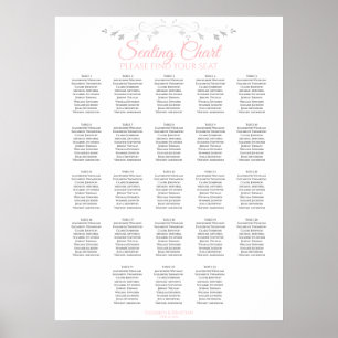 Póster 23 Tabla de asientos Boda rosa y gris