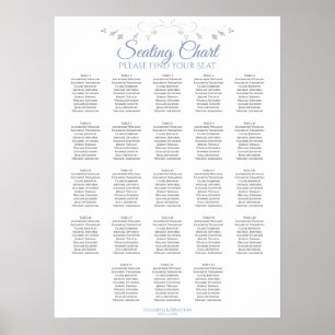 Póster 23 Tabla de asientos con Boda azul y gris