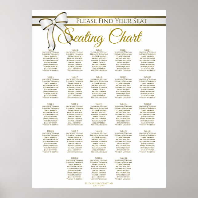 Póster 23 Tabla de asientos para Bodas de cinta blanca y  (Frente)