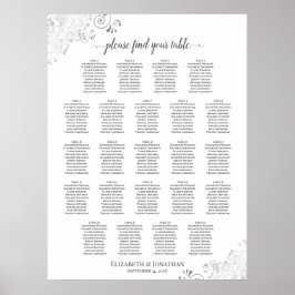Póster 23 Table Lacy Silver Frills Wedding Seating Chart