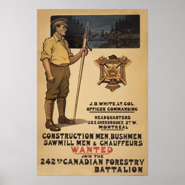 Póster 242nd Canadian Forestry Battalion1915 (Frente)