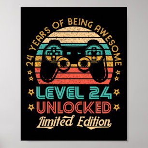 Póster 24.º Cumpleaños Nivel 24 Unlocked Edición Limitada