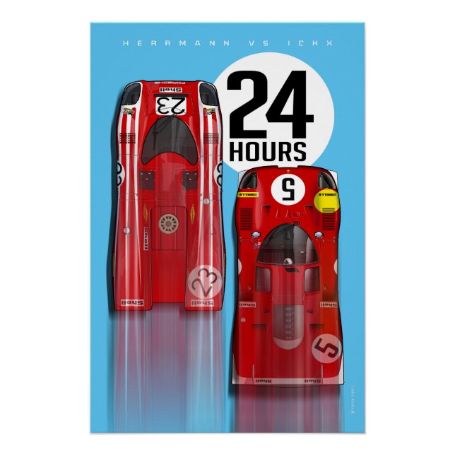 Póster 24 Hours 1970 Herrmann vs Ickx (Anverso)