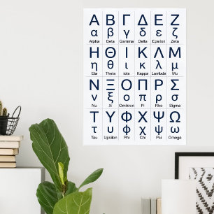 Póster 24 Letras completas del alfabeto griego en orden