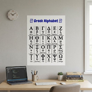 Póster 24 Letras en Orden   Alfabeto Griego Vertical 