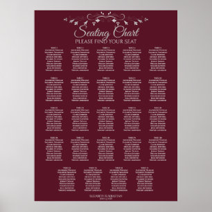 Póster 24 Mesa Elegante para Bodas de Borgoña