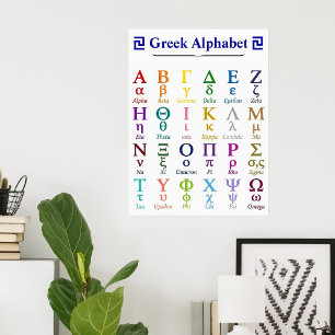 Póster 24 Niños Letras Grecia Alfabeto Griego Vertical