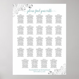 Póster 24 Tabla de asientos de Bodas de Moda blanco y Ver
