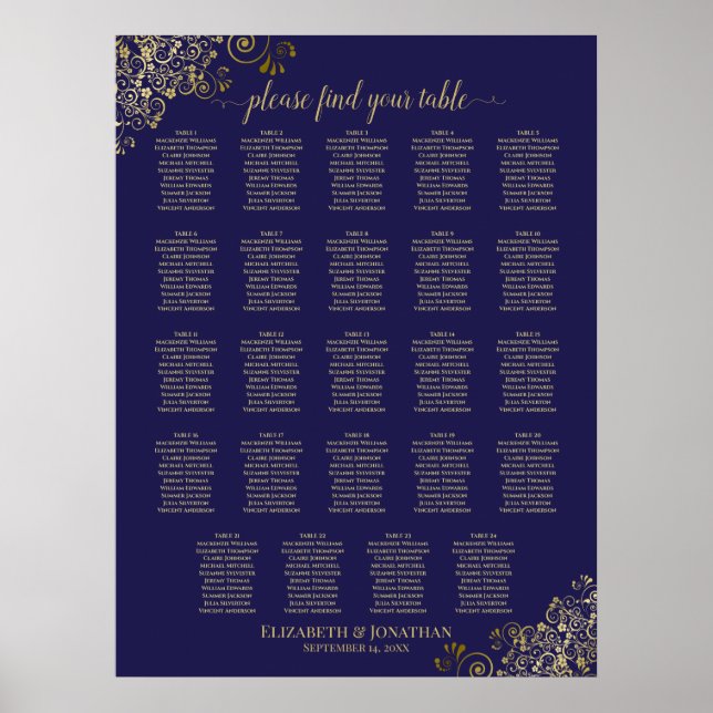 Póster 24 Tabla de asientos para Bodas de Moda azul de la (Frente)