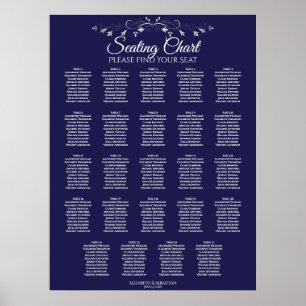 Póster 24 Tabla Elegante Boda azul de la Marina