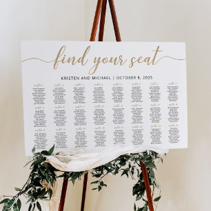 Póster 24 Tablas Encuentre Su Plan De La Tabla De Asiento