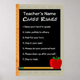Póster 24 x 36 Poster de Personalizable de reglas de clas