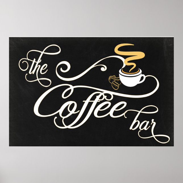 Póster 24x36 Chalkboard Coffee Bar Sign (Frente)