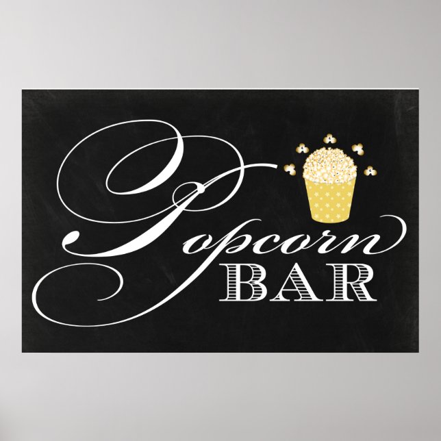 Póster 24x36 Chalkboard Popcorn Bar Sign (Frente)