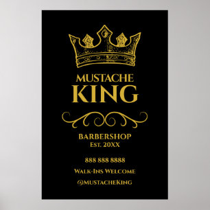 Póster 24x36 Rótulo de Barbershop de la Corona de Oro Mus