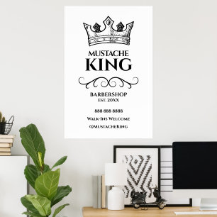 Póster 24x36 Rótulo de la Barbería del Rey de la Corona N