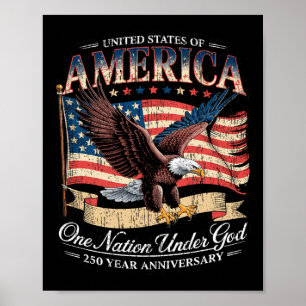 Póster 250º Aniversario De La Nación Estados Unidos Bajo