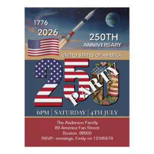 Póster 250º Aniversario EE. UU., Bandera Americana / Patr