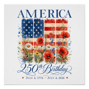 Póster 250º Aniversario USA Mujeres 4 de Julio América 25