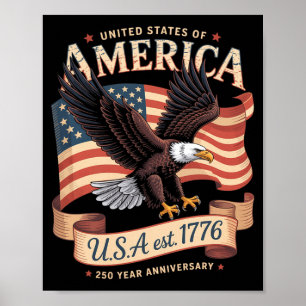 Póster 250.º Aniversario De EE. UU. 4 De Julio Americano