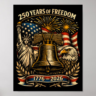 Póster 250 Aniversario Bandera de EE. UU. Campana de la L