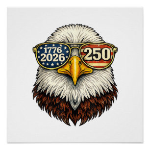 Póster 250 Aniversario EE. UU. 1776-2026 Águila Calva Pat