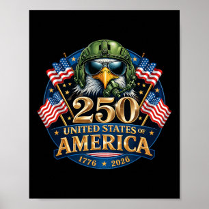Póster 250 Aniversario EE. UU. 1776 2026 Águila Patriótic