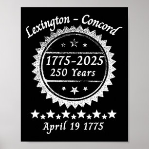 Póster 250 años 1775 2025 Concord Lexington Revolucionari