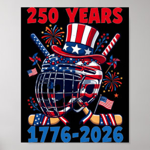Póster 250 años 1776 2026 Aniversario 250 Hockey sobre hi
