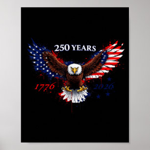 Póster 250 años 1776–2026 bandera patriótica águila ameri