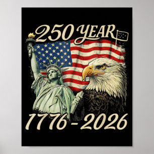 Póster 250 años 1776 2026 Cumpleaños 250 4 de julio