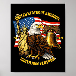 Póster 250 años 1776-2026 Cumpleaños 250 Águila Libertad