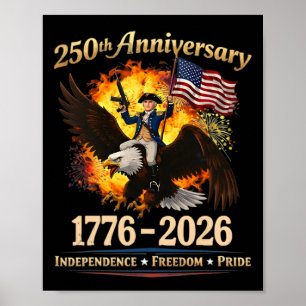 Póster 250 años 1776 2026 Divertido Geogre Washington Cab