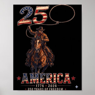 Póster 250 años américa 1776 2026 vaquero 250º