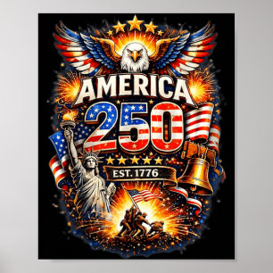 Póster 250 años americano 1776 2026 250 cumpleaños USA
