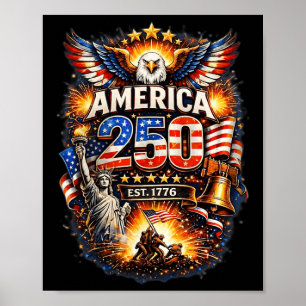 Póster 250 años americano 1776 2026 250 cumpleaños Usa 4t
