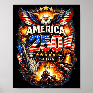 Póster 250 años americano 1776 2026 250 cumpleaños usa 4t
