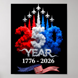 Póster 250 años americano 1776 2026 cumpleaños 250 4 de