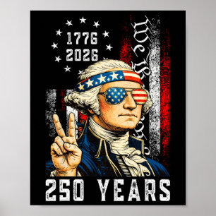 Póster 250 años americano 1776 2026 divertido Washington