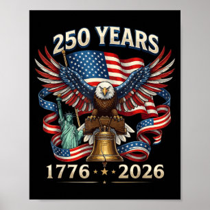Póster 250 años americano 250º USA patriótico 4 de julio