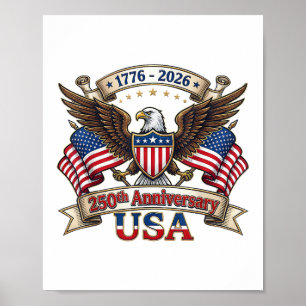 Póster 250 años americano 250 cumpleaños 4 de julio anive