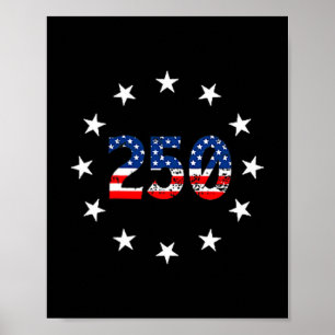 Póster 250 años americano aniversario 250 usa bandera 4