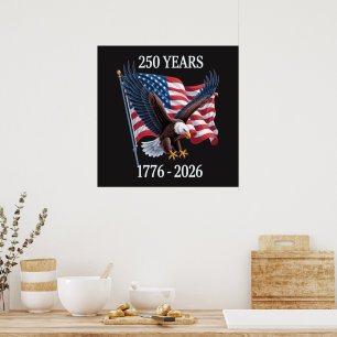 Póster 250 Años Aniversario Estados Unidos Bandera Americ