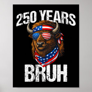 Póster 250 años Bruh 4 de julio Patriótico Bisonte 250 an
