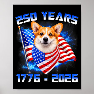 Póster 250 Años de América 1776 2026 Amantes de Perros Co